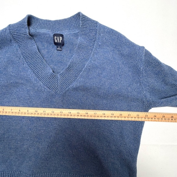 GAP Womens Blue V-Neck Pullover S Boxy Ribbed Minimal Soft Girl - Picture 7 of 9